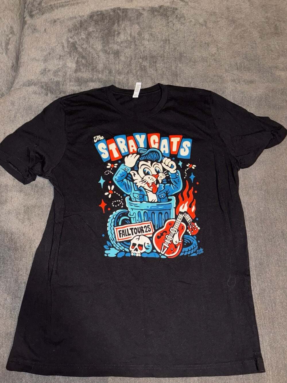 The Stray Cats Fall Tour 25 T-Shirt Size XL Black Graphic Tee